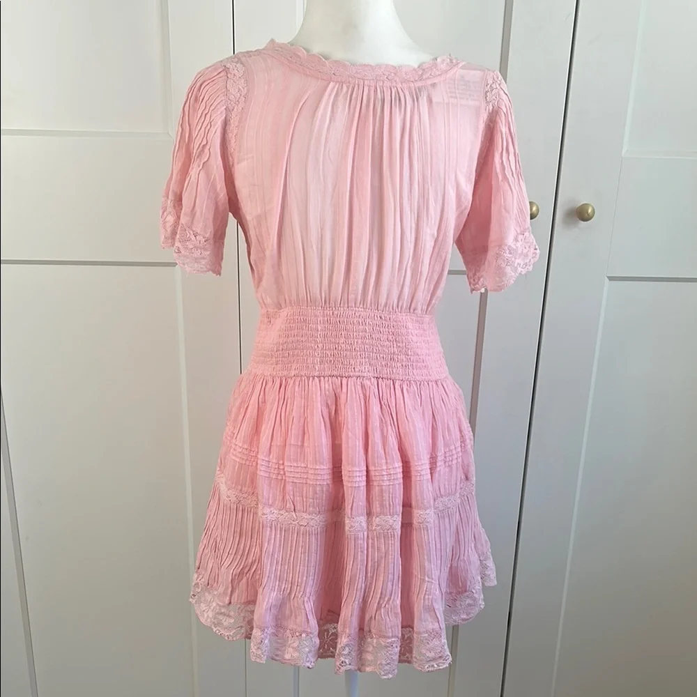 LoveShackFancy Pink Mirelle Dress Cherry Pink | 6